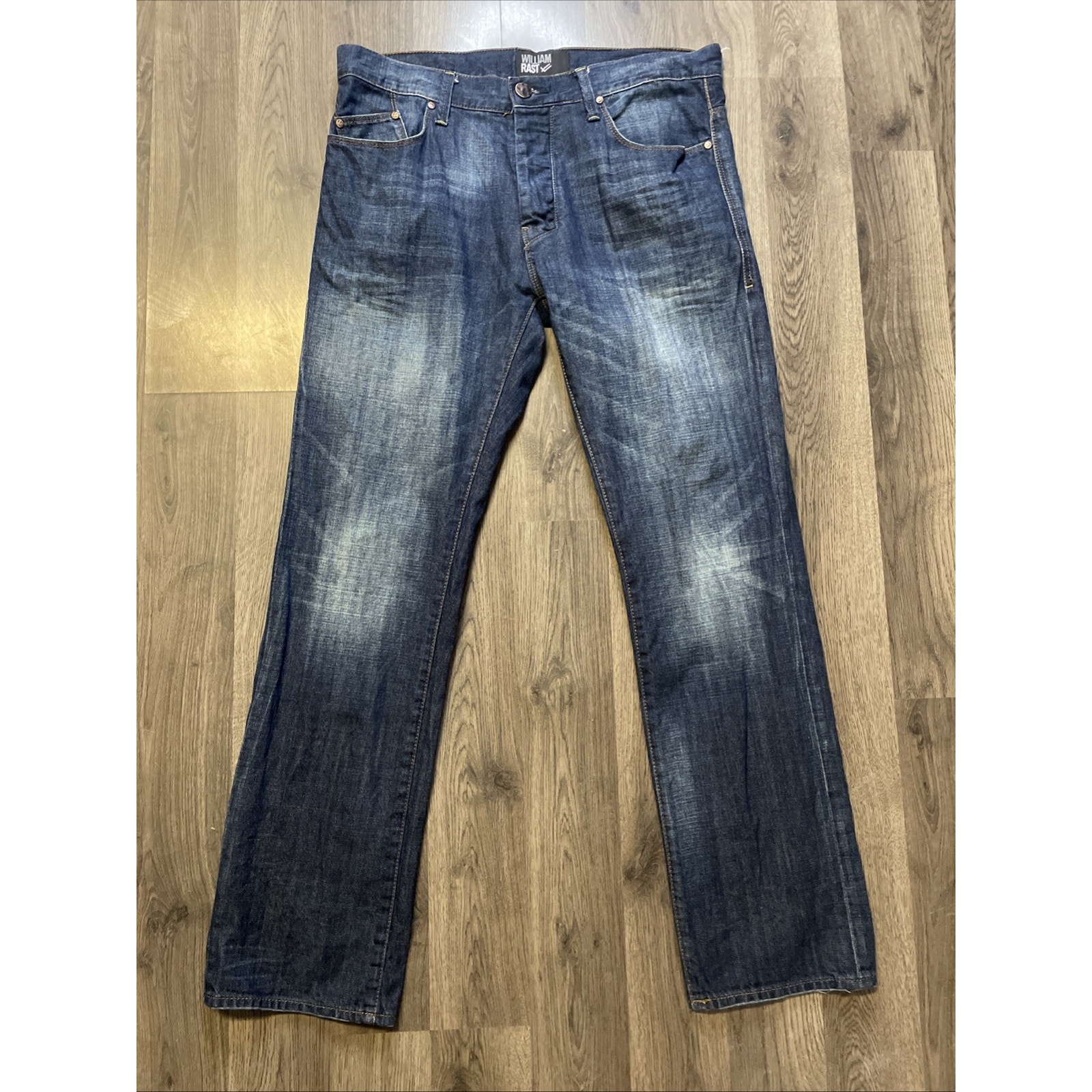 William Rast Mens Button-Fly Straight Jeans Blue Tag Size 34x32
